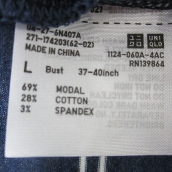 Uniqlo Womens L Navy Blue White Sleeveless Knit Maxi Dress Cotton Modal Nautical - Picture 9 of 9